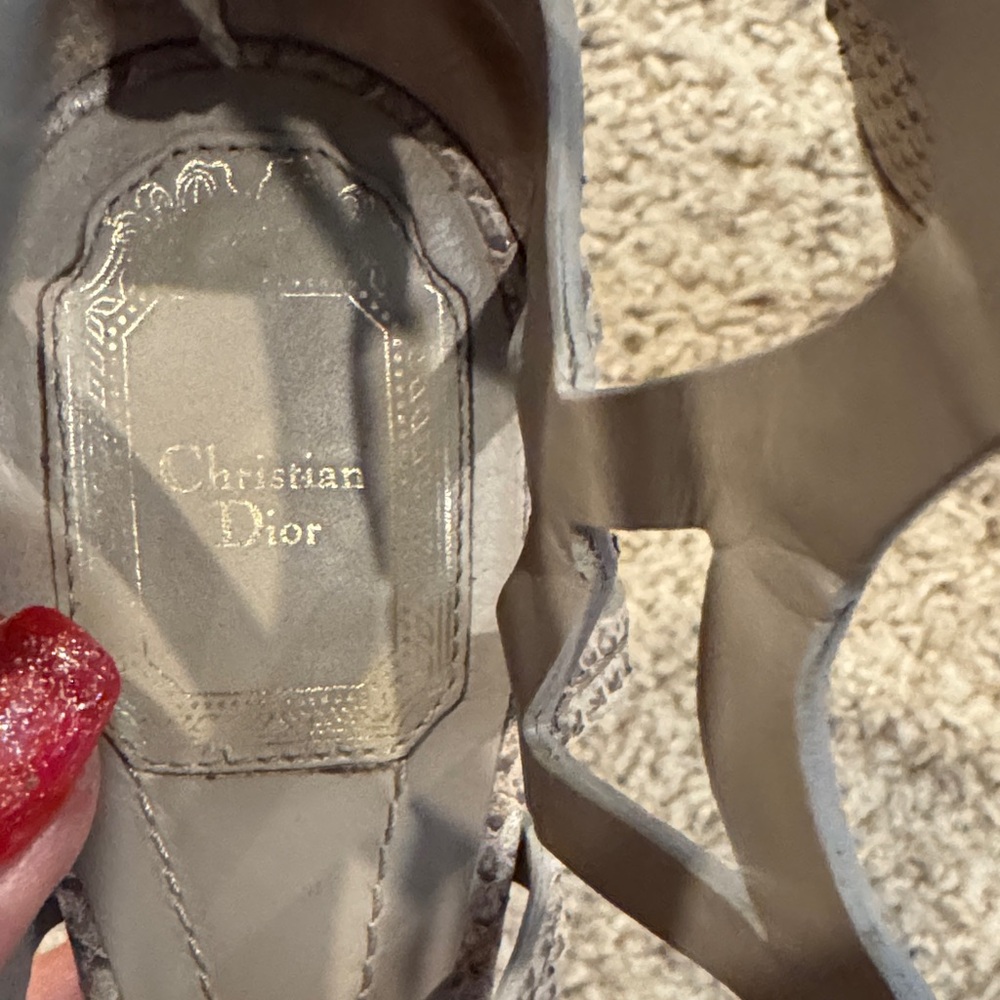 Dior Grey Python Embossed Paradis Cutout Sandals - image 4